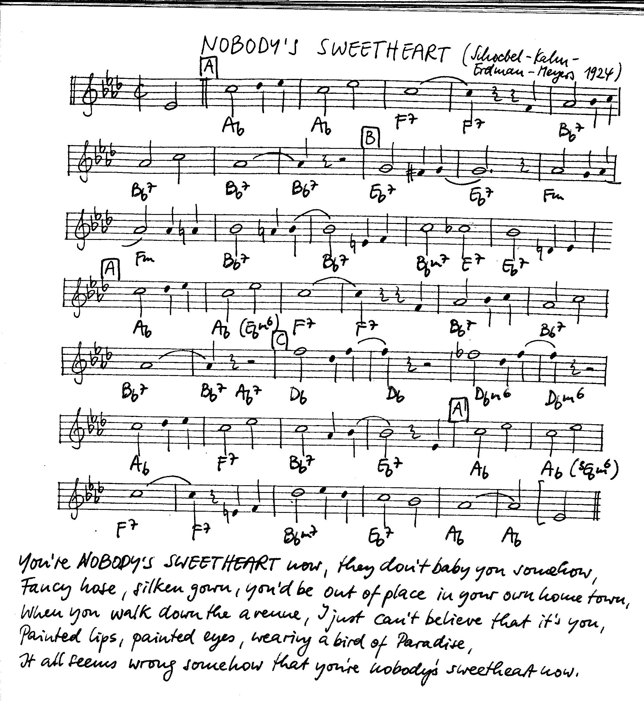 nobody's sweetheart leadsheet – book us for your next 20s or gatsby event